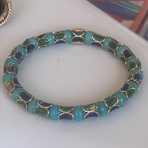 18 karat gold enamel and turquoise bracelet - Picture 8 of 14